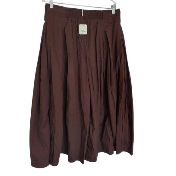 Free People French Roast Wide Leg Culotte Pants Skirt Brown L NWT - Picture 4 of 8